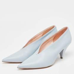 Pre Owned Celine Blue Leather Vamp Pointed Toe Pumps Size 39