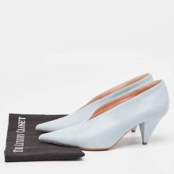 Pre Owned Celine Blue Leather Vamp Pointed Toe Pumps Size 39