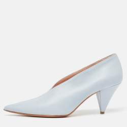 Pre Owned Celine Blue Leather Vamp Pointed Toe Pumps Size 39