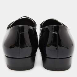 Pre Owned Celine White//Black Patent Leather Lace Up Pointed Toe Oxfords Size 38