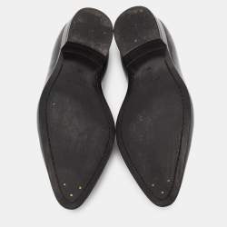 Pre Owned Celine White//Black Patent Leather Lace Up Pointed Toe Oxfords Size 38