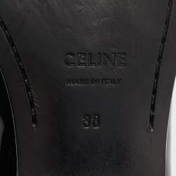 Pre Owned Celine White//Black Patent Leather Lace Up Pointed Toe Oxfords Size 38