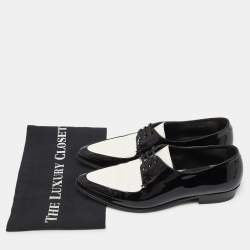Pre Owned Celine White//Black Patent Leather Lace Up Pointed Toe Oxfords Size 38