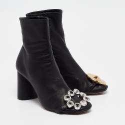 Pre Owned Celine Black Leather Ankle Boots Size 39