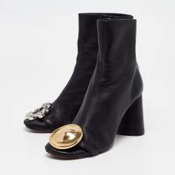 Pre Owned Celine Black Leather Ankle Boots Size 39