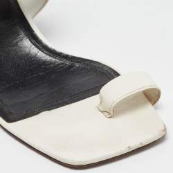 Pre Owned Celine White Leather Toe Ring Ankle Wrap Sandals Size 37.5
