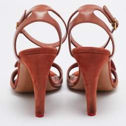 Celine Brown Leather and Suede Ankle Strap Sandals Size 40