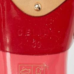Celine Red Patent Leather Platform Slide Sandals Size 39
