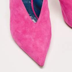 مملوكة مسبقًا Celine Pink Suede V Neck Slingback Pumps Size 38