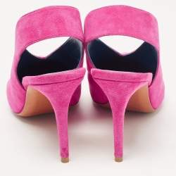 مملوكة مسبقًا Celine Pink Suede V Neck Slingback Pumps Size 38