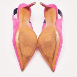 مملوكة مسبقًا Celine Pink Suede V Neck Slingback Pumps Size 38