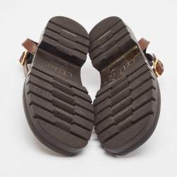Celine Brown Leather Clea Triomphe Sandals Size 34
