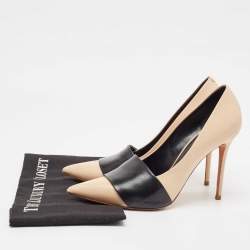 Celine Beige/Black Leather Pointed Toe Pumps Size 39