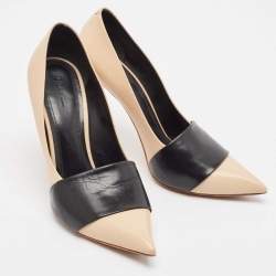 Celine Beige/Black Leather Pointed Toe Pumps Size 39