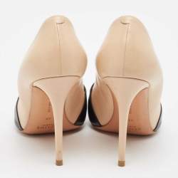 Celine Beige/Black Leather Pointed Toe Pumps Size 39