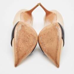Celine Beige/Black Leather Pointed Toe Pumps Size 39