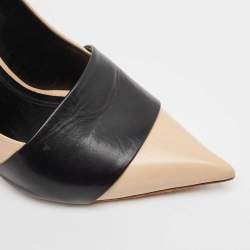 Celine Beige/Black Leather Pointed Toe Pumps Size 39
