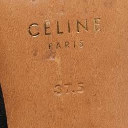 Celine Black/White Leather Pointed Toe Slingback Pumps Size 37.5