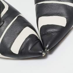 Celine Black/White Leather Pointed Toe Slingback Pumps Size 37.5