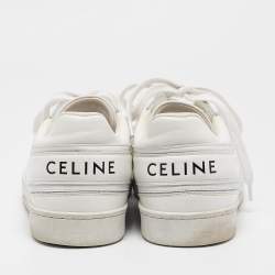Celine White Leather Lace Up Sneakers Size 37