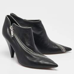 Celine Black Leather V Neck Booties Size 39