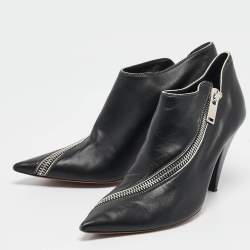 Celine Black Leather V Neck Booties Size 39