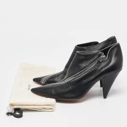 Celine Black Leather V Neck Booties Size 39