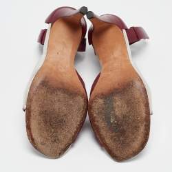 Celine Burgundy/Silver Leather Ankle Strap Sandals Size 38