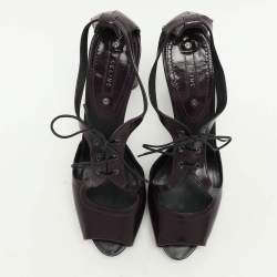 Celine Purple Leather Ankle Tie Up Sandals Size 40