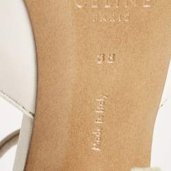 Pre Owned Celine White Leather Night Out Ankle Tie Pumps Size 38
