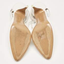 Pre Owned Celine White Leather Night Out Ankle Tie Pumps Size 38