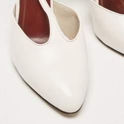 Pre Owned Celine White Leather Night Out Ankle Tie Pumps Size 38