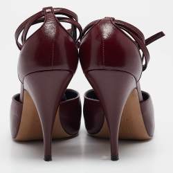 Pre Owned Celine Burgundy Leather Night Out Pumps Size 38.5