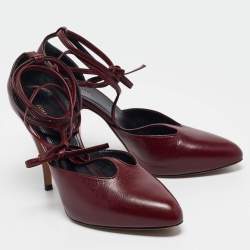 Pre Owned Celine Burgundy Leather Night Out Pumps Size 38.5
