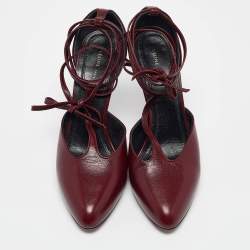 Pre Owned Celine Burgundy Leather Night Out Pumps Size 38.5