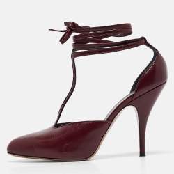 Pre Owned Celine Burgundy Leather Night Out Pumps Size 38.5