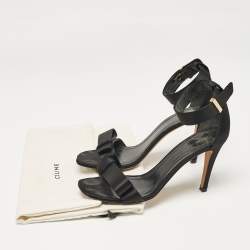 Celine Black Satin Ankle Strap Sandals Size 38.5