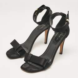 Celine Black Satin Ankle Strap Sandals Size 38.5