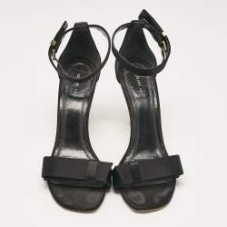 Celine Black Satin Ankle Strap Sandals Size 38.5