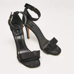 Celine Black Satin Ankle Strap Sandals Size 38.5