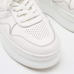 Pre Owned Celine White Leather Platform Lace Up Sneakers Size 38