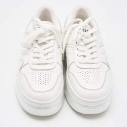 Pre Owned Celine White Leather Platform Lace Up Sneakers Size 38