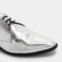 Pre Owned Celine Silver Leather Lace Up Derby Size 39