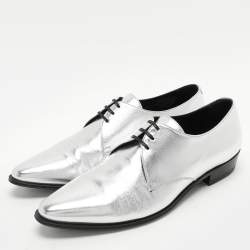 Pre Owned Celine Silver Leather Lace Up Derby Size 39