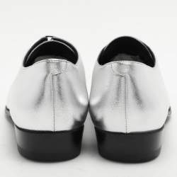 Pre Owned Celine Silver Leather Lace Up Derby Size 39
