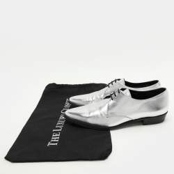 Pre Owned Celine Silver Leather Lace Up Derby Size 39
