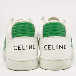 Celine White/Green Leather CT-02 Lace Up Sneakers Size 39