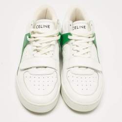 Celine White/Green Leather CT-02 Lace Up Sneakers Size 39