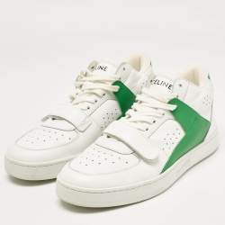 Celine White/Green Leather CT-02 Lace Up Sneakers Size 39