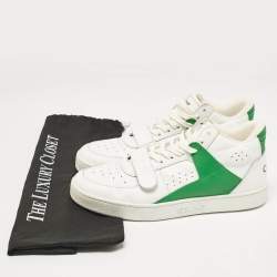 Celine White/Green Leather CT-02 Lace Up Sneakers Size 39